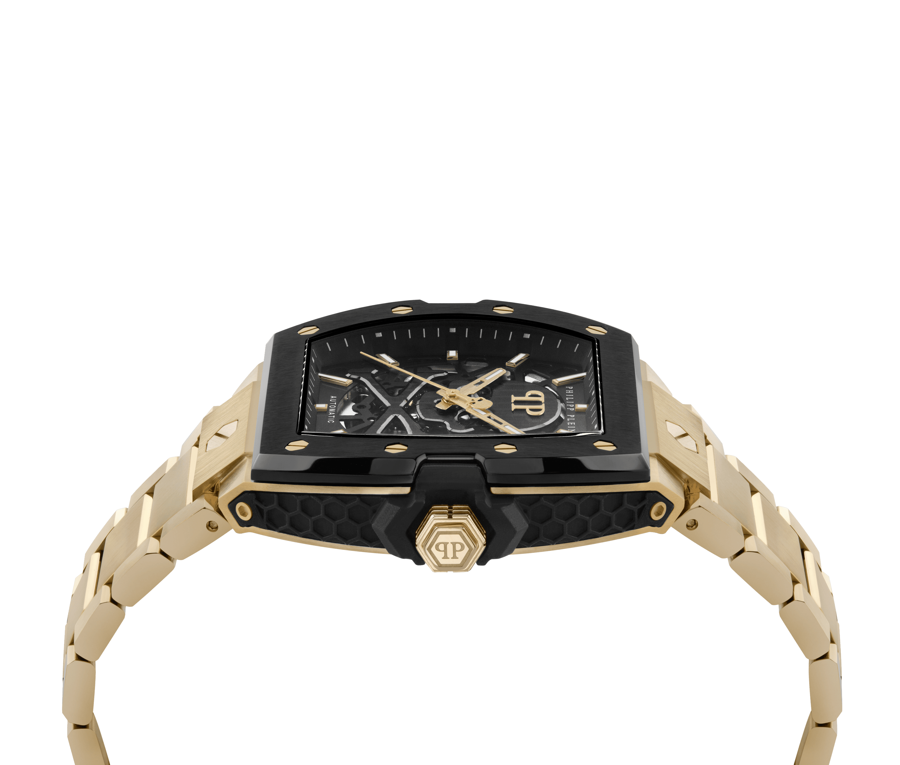 PHILIPP PLEIN THE SKELETON AUTOMATIC BLACK AND GOLD