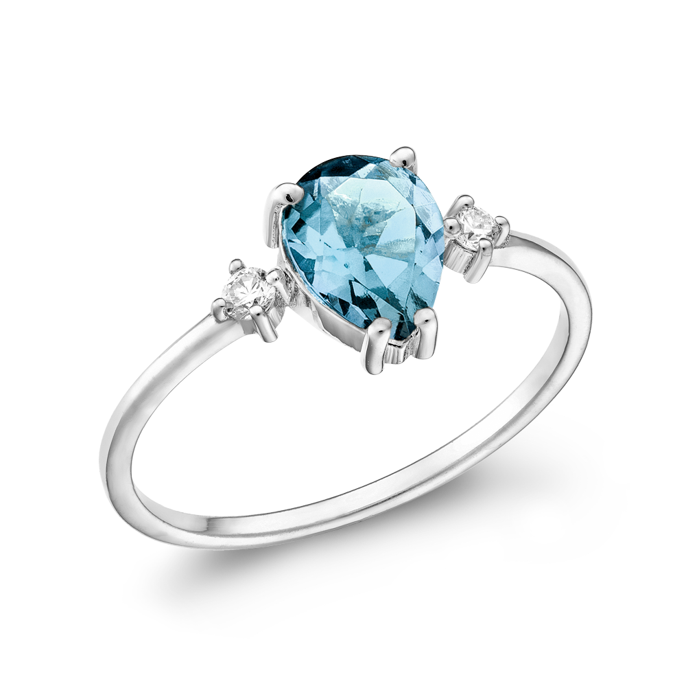 Pear Cut Aqua Topaz με Διαμάντια