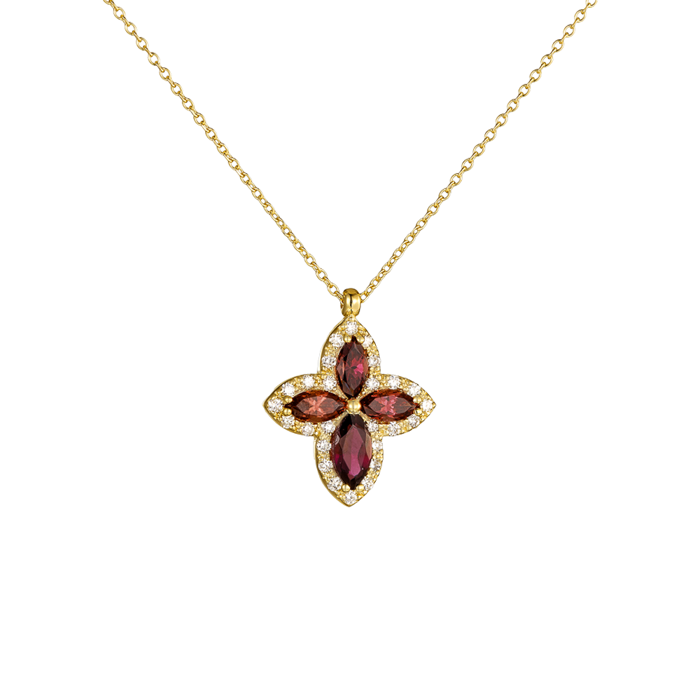 Σταυρός με Marquise Cut Ροδολίτη και Διαμάντια