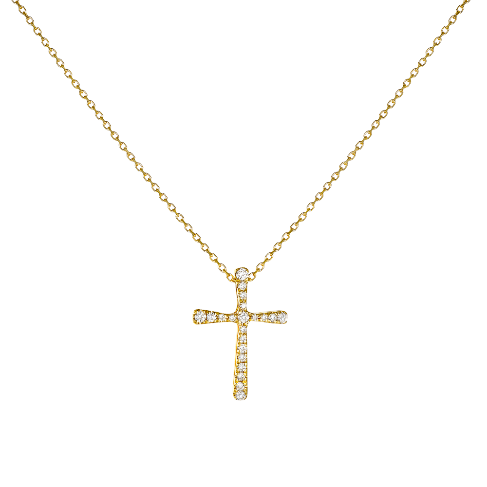 Minimal Σταυρός με Διαμάντια και Αλυσίδα