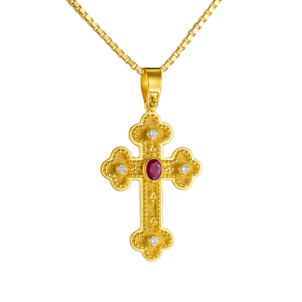Βυζαντινός Σταυρός με Ρουμπίνι και Διαμάντια