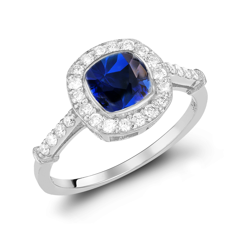 Ροζέτα Cushion Cut Ζαφείρι με Διαμάντια