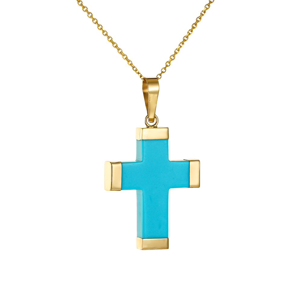 Τιρκουάζ Σταυρουδάκι 14 Καρατίων